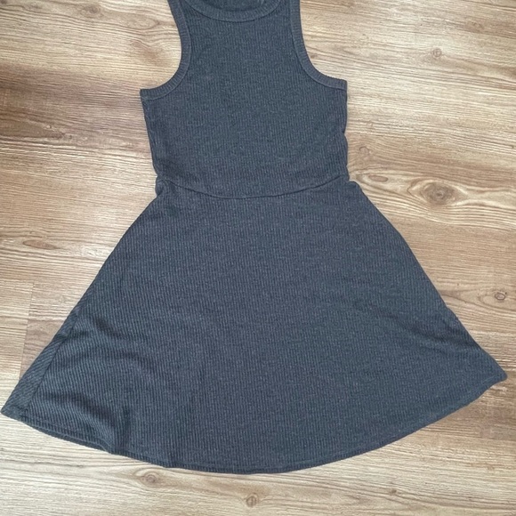 BP. Nordstrom Ribbed Skater Dress High Neck Razor Back Pockets Charcoal Gray - Picture 3 of 9